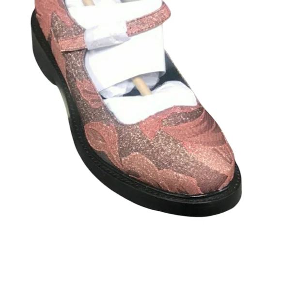 JEFFREY CAMPBELL PINK FLORAL MARY JANE FLATS WITH VINTAGE SADDLE DESIGN - Picture 3 of 7